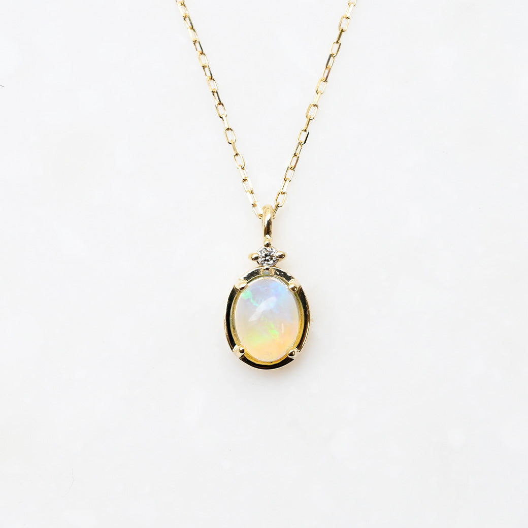 オパール×ダイヤモンド オーバル ネックレス【K10YG】｜Opaline