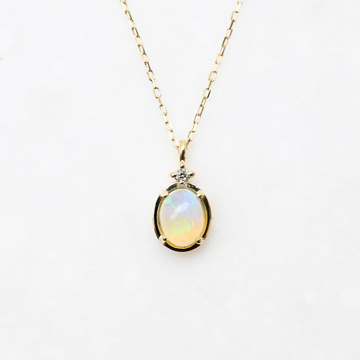 オパール×ダイヤモンド オーバル ネックレス【K10YG】｜Opaline