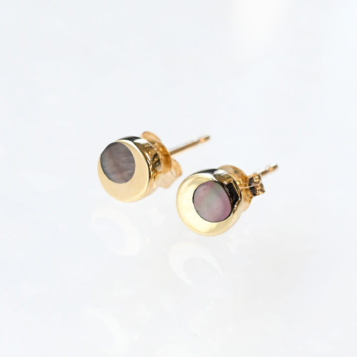 【数量限定】のぼり月　黒蝶貝　ピアス　K10YG