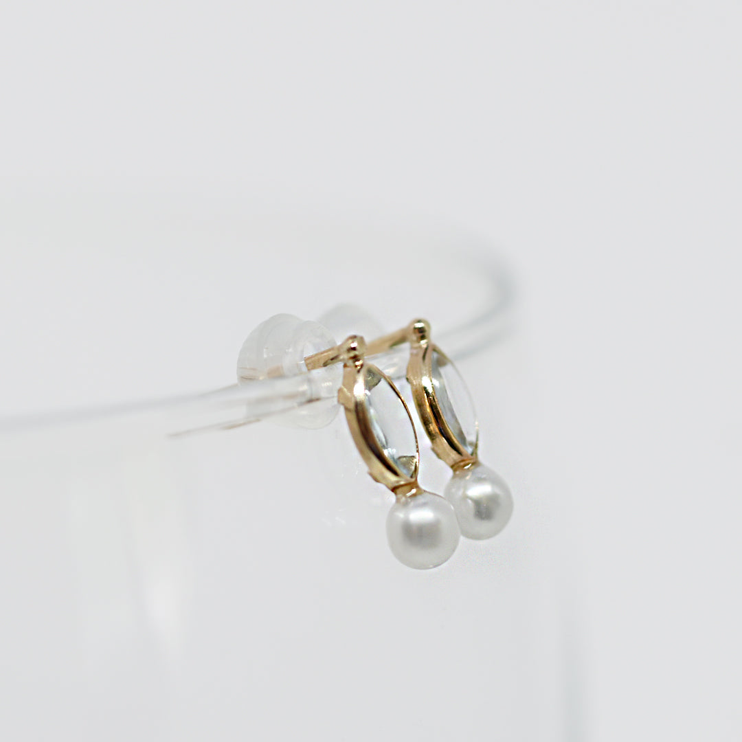 天然石＆パールピアス【K10YG】25ss