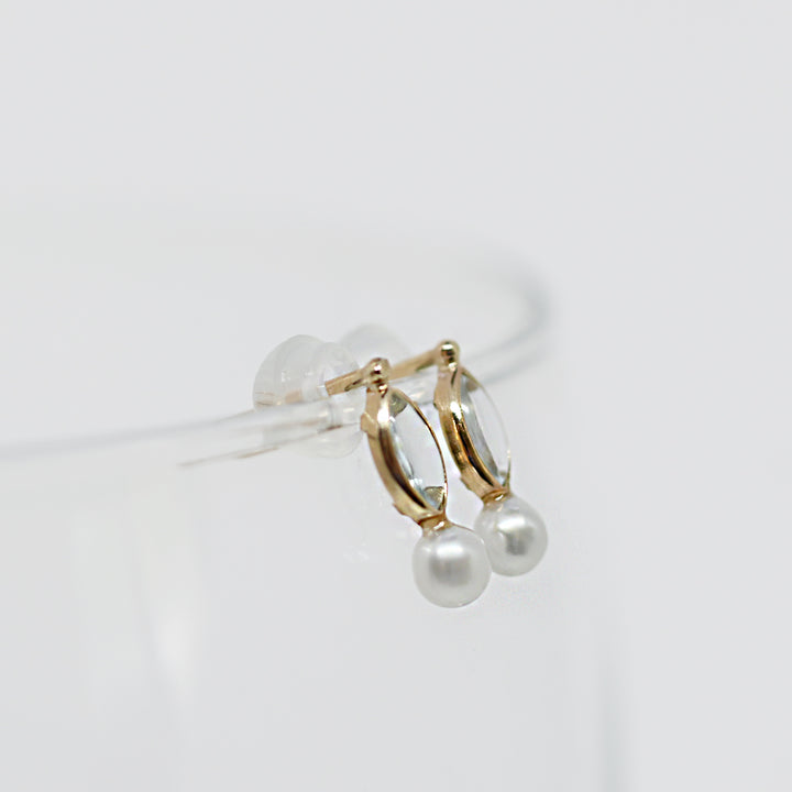 天然石＆パールピアス【K10YG】25ss