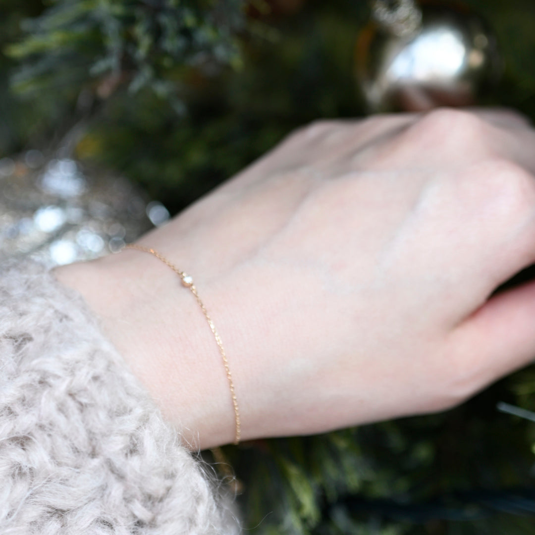 1粒ダイヤモンドブレスレット【K10YG】25AW