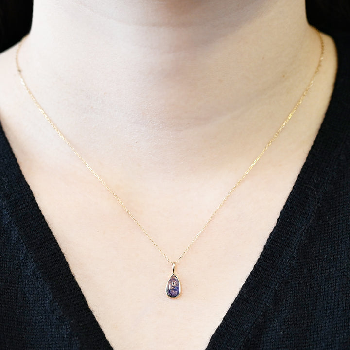 【数量限定】1点物デュモルチェライトインクォーツペンダントトップ①【K10YG】26ss