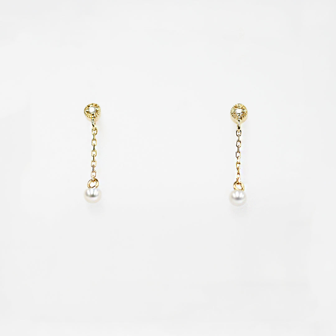 ダイヤモンド×シードパールピアス【K10YG】26ss