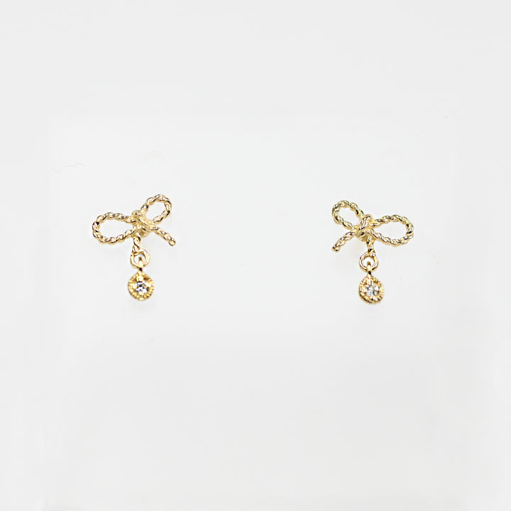 リボンピアス【K10YG】26ss