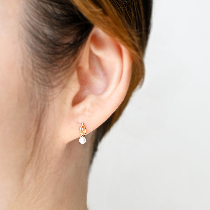 天然石＆パールピアス【K10YG】25ss