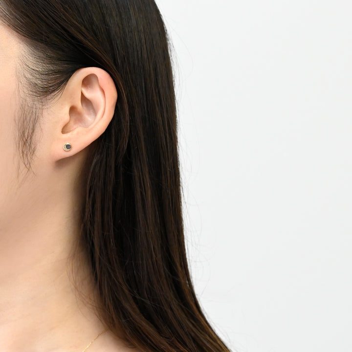 【数量限定】のぼり月　黒蝶貝　ピアス　K10YG