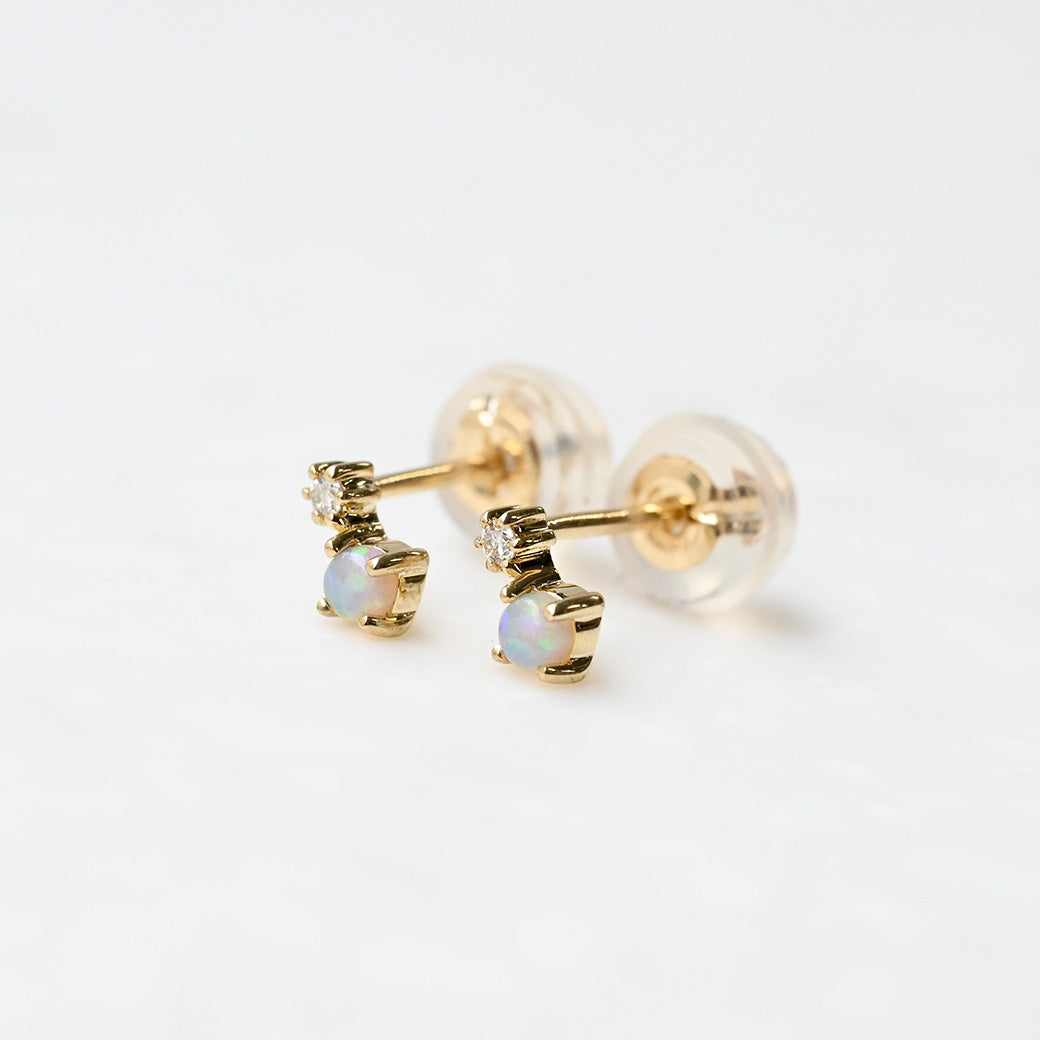 オパール×ダイヤモンド  ピアス【K10YG】｜Opaline