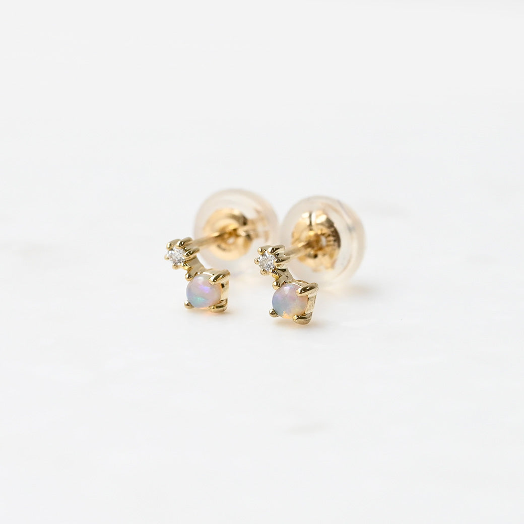 オパール×ダイヤモンド  ピアス【K10YG】｜Opaline