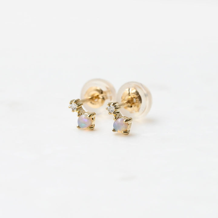 オパール×ダイヤモンド  ピアス【K10YG】｜Opaline