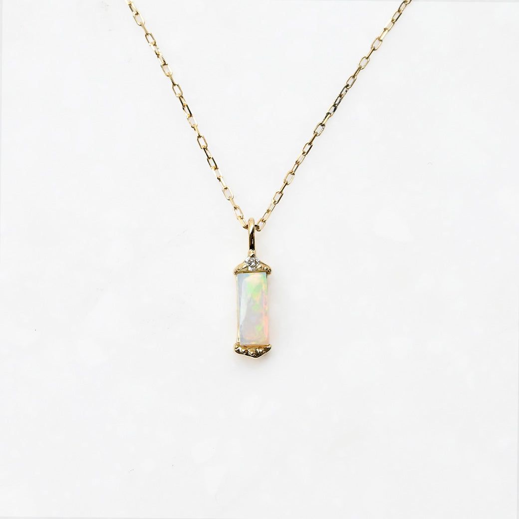 オパール×ダイヤモンド バゲット ネックレス【K10YG】｜Opaline