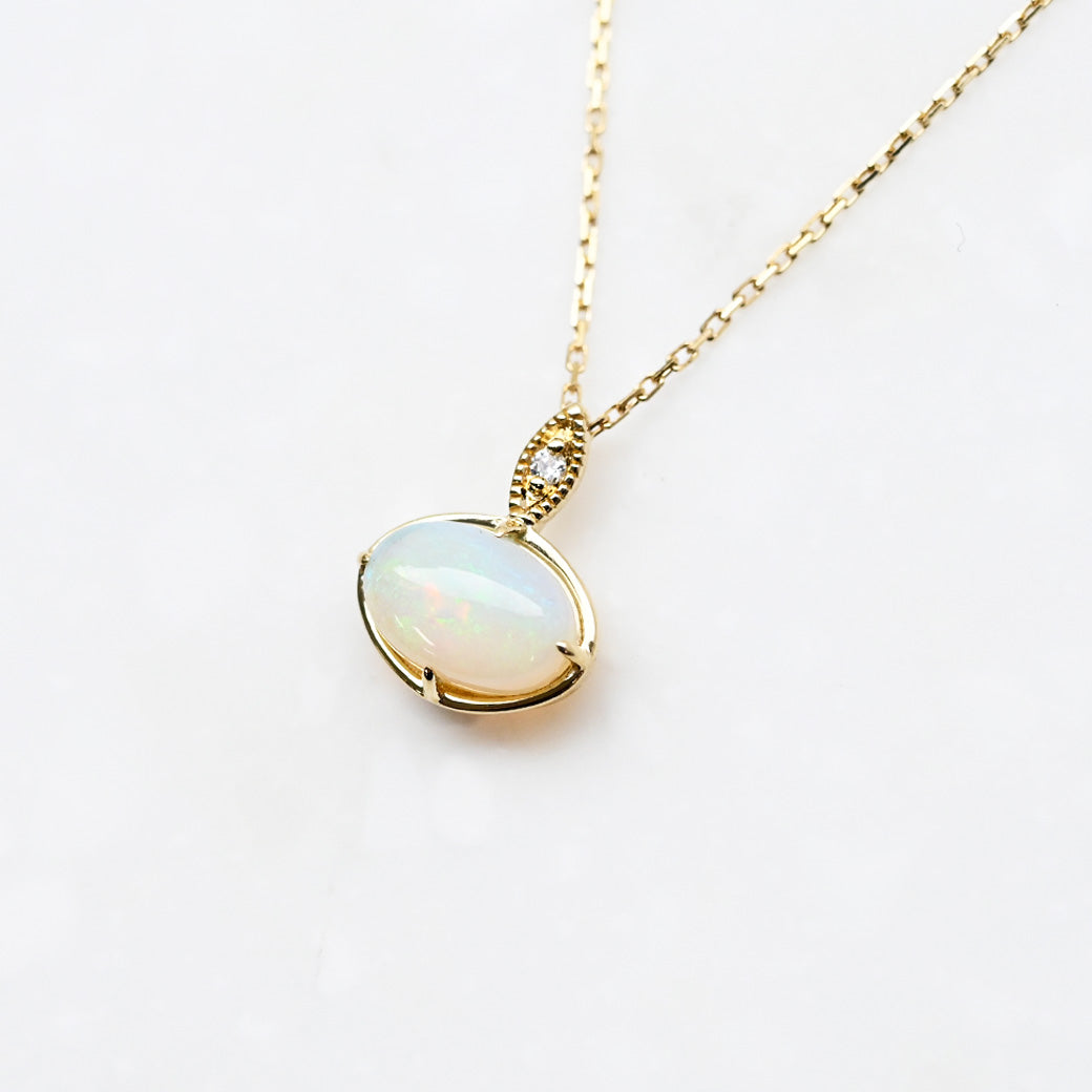 オパール×ダイヤモンド オーバル ネックレス【K10YG】｜Opaline