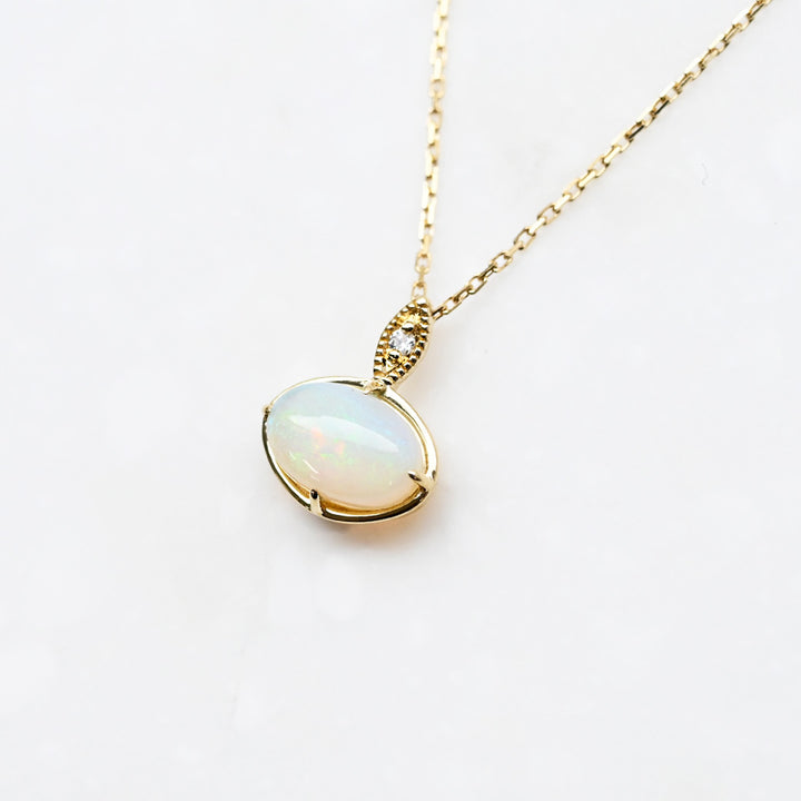オパール×ダイヤモンド オーバル ネックレス【K10YG】｜Opaline