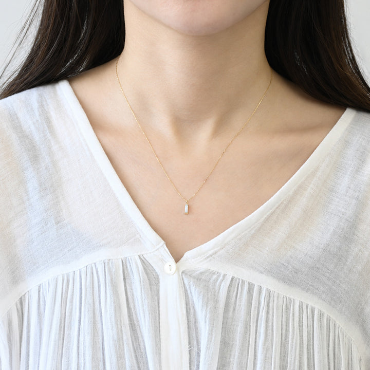 オパール×ダイヤモンド バゲット ネックレス【K10YG】｜Opaline
