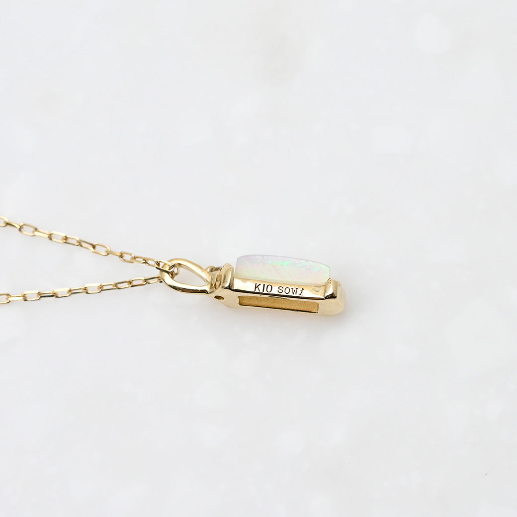 オパール×ダイヤモンド バゲット ネックレス【K10YG】｜Opaline