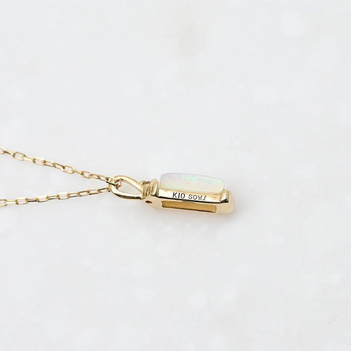 オパール×ダイヤモンド バゲット ネックレス【K10YG】｜Opaline