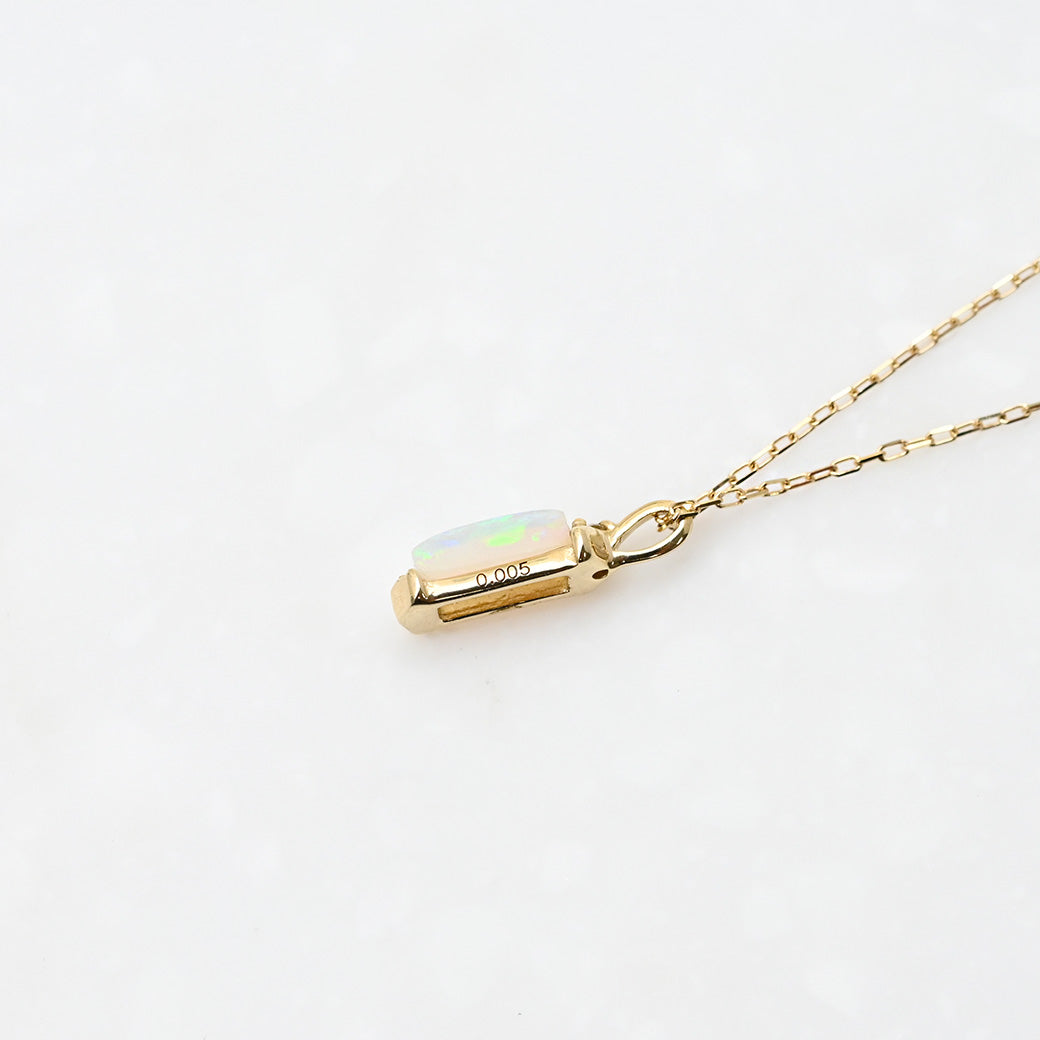 オパール×ダイヤモンド バゲット ネックレス【K10YG】｜Opaline