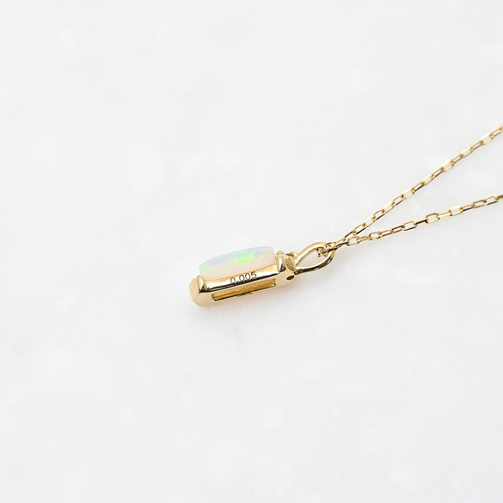 オパール×ダイヤモンド バゲット ネックレス【K10YG】｜Opaline