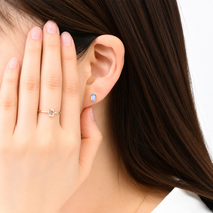ラブラドライト K10イエロゴールドピアス｜Serein Nuit