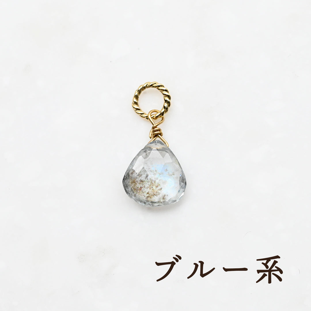 モスアクアマリン チャーム　K10イエローゴールド
