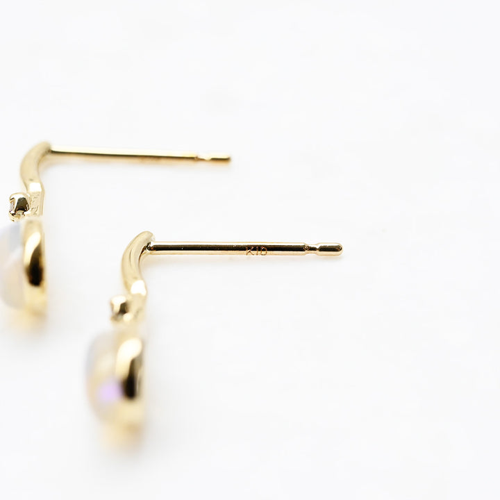 オパール×オダイヤモンド ペアシェイプピアス②【K10YG】｜Opaline