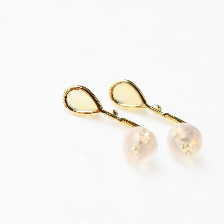 オパール×オダイヤモンド ペアシェイプピアス②【K10YG】｜Opaline