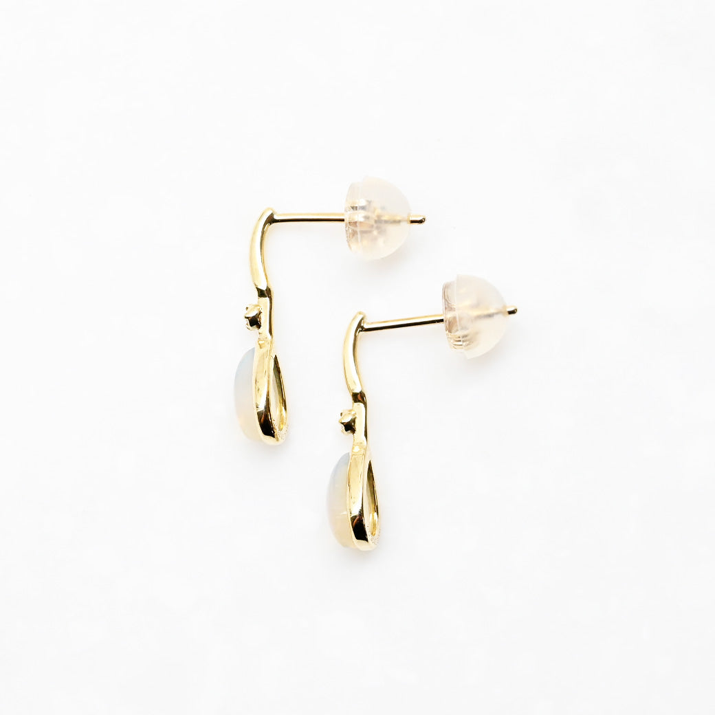 オパール×オダイヤモンド ペアシェイプピアス②【K10YG】｜Opaline