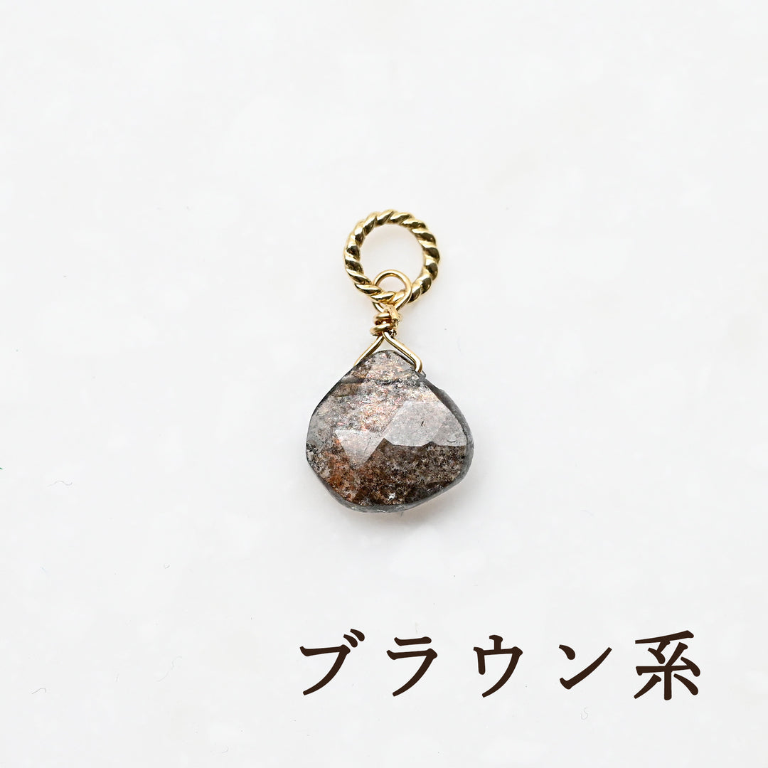 モスアクアマリン チャーム　K10イエローゴールド