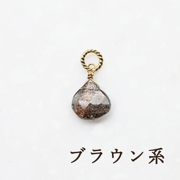モスアクアマリン チャーム　K10イエローゴールド