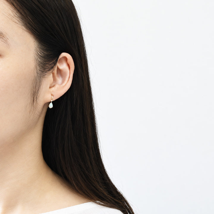 オパール×オダイヤモンド ペアシェイプピアス②【K10YG】｜Opaline