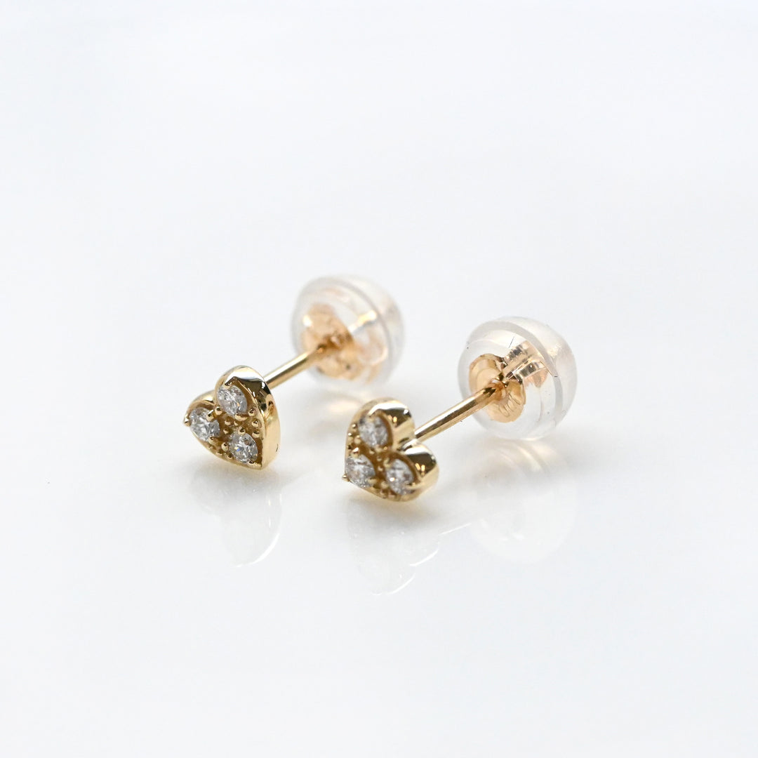 Cookie ダイヤモンド ハート ピアス【K10YG】