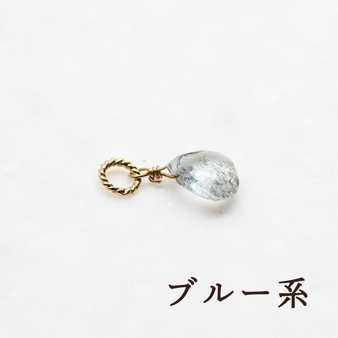 モスアクアマリン チャーム　K10イエローゴールド