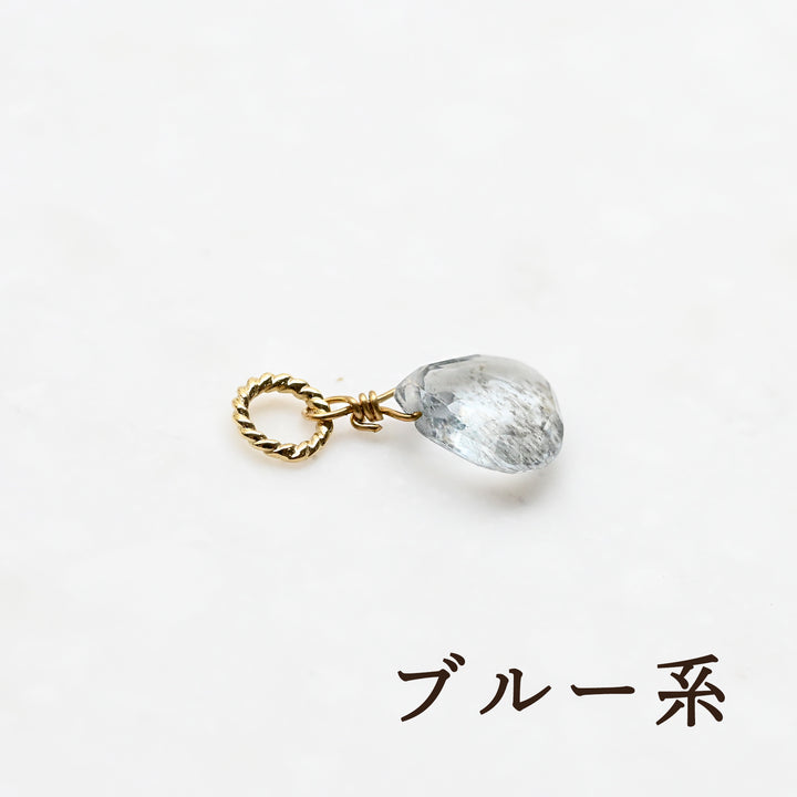 モスアクアマリン チャーム　K10イエローゴールド
