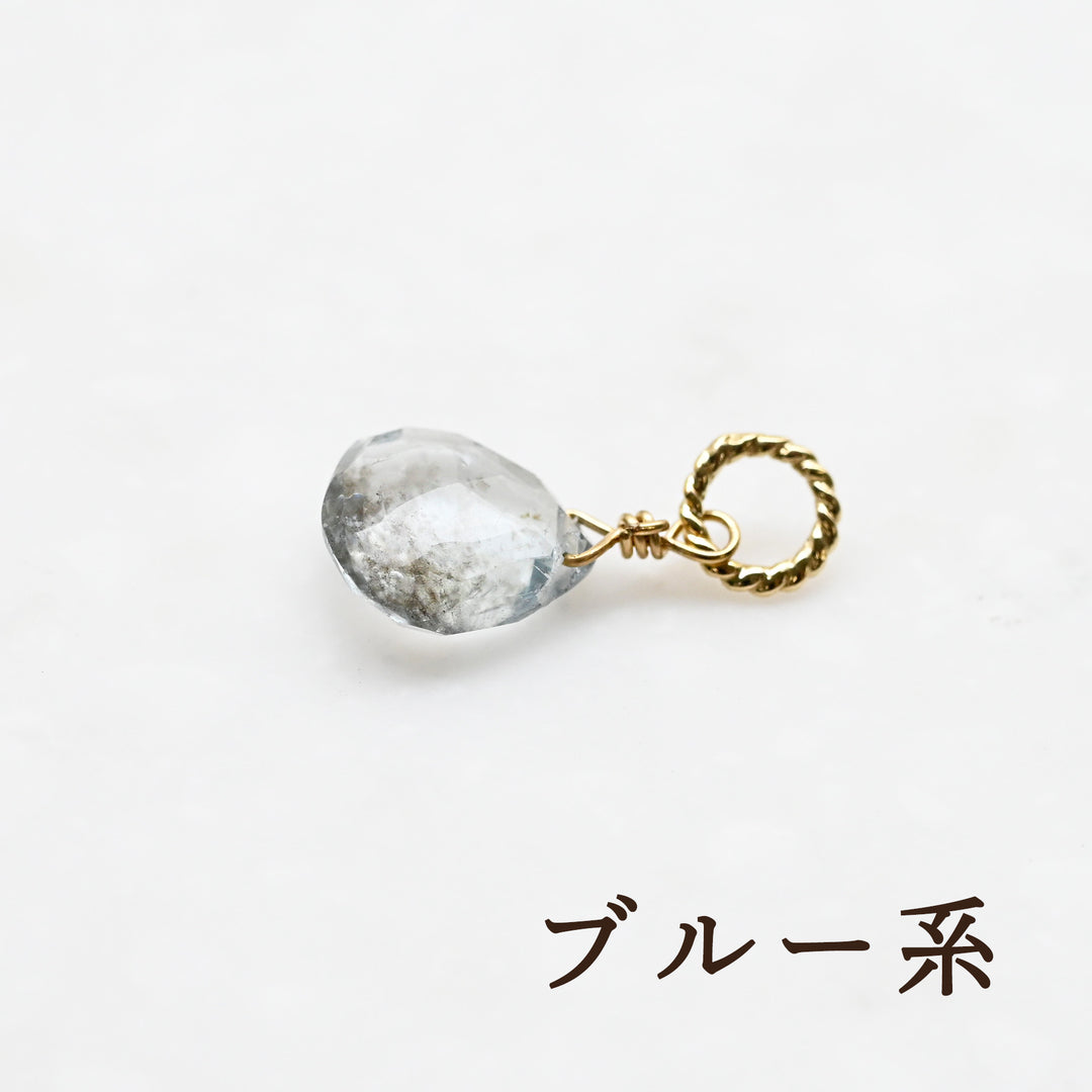 モスアクアマリン チャーム　K10イエローゴールド