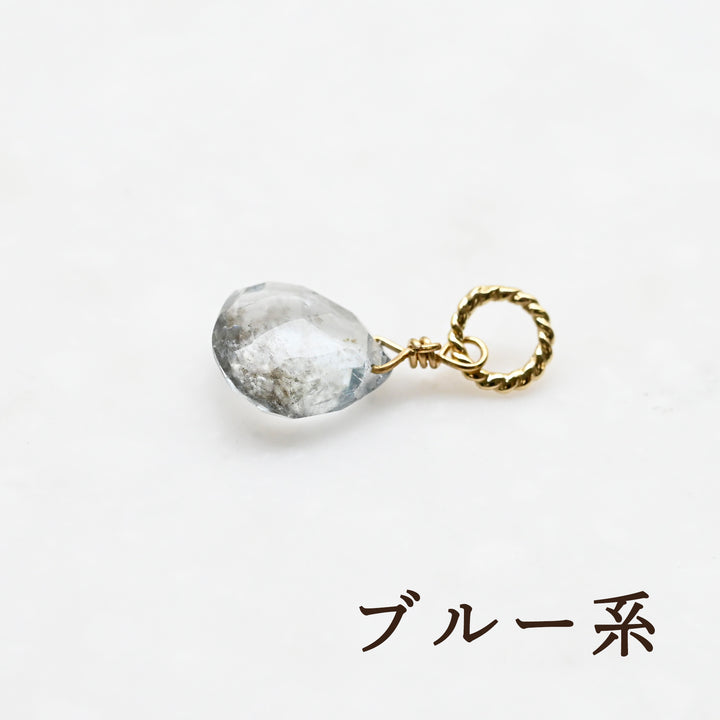 モスアクアマリン チャーム　K10イエローゴールド