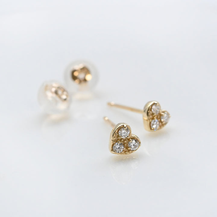 Cookie ダイヤモンド ハート ピアス【K10YG】