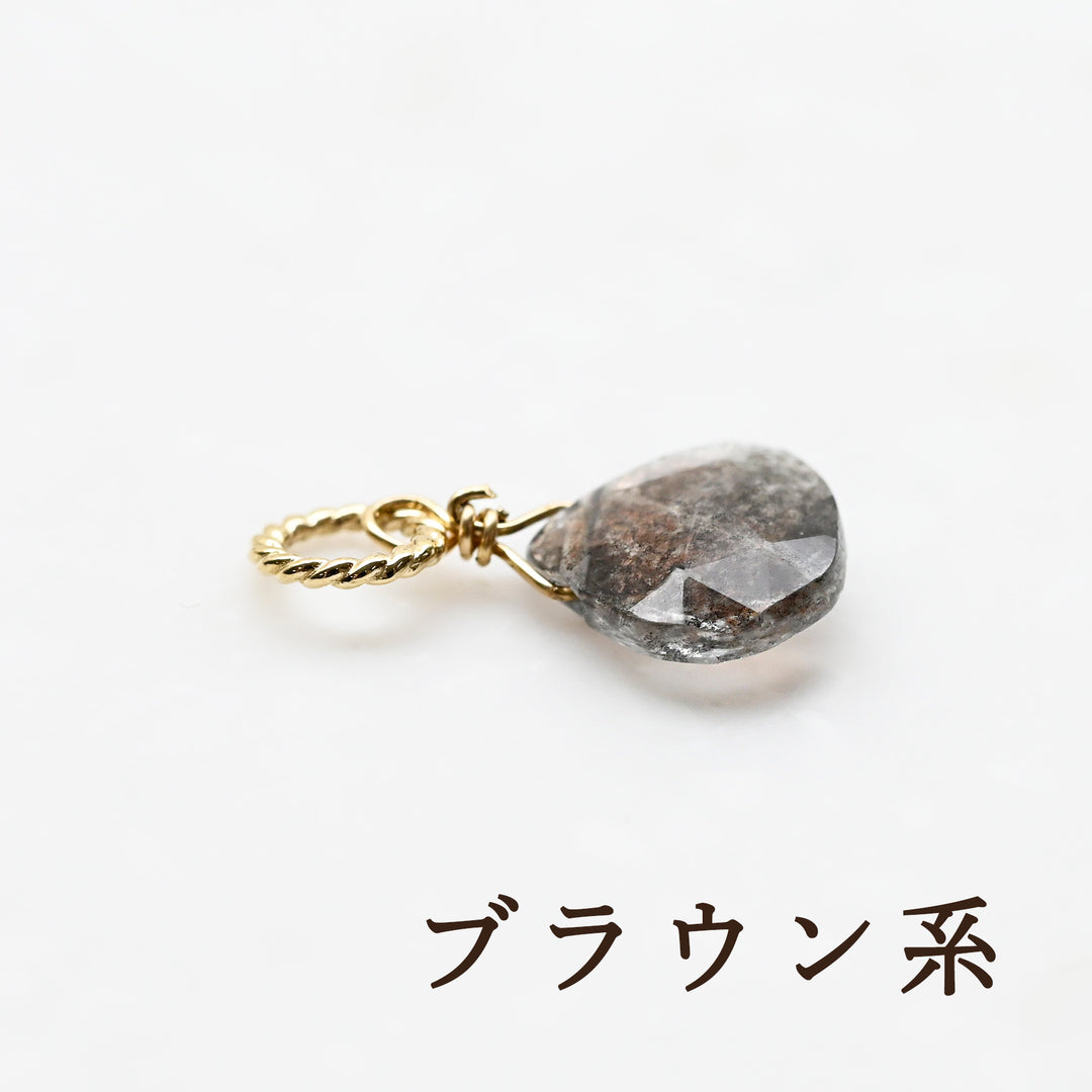 モスアクアマリン チャーム　K10イエローゴールド