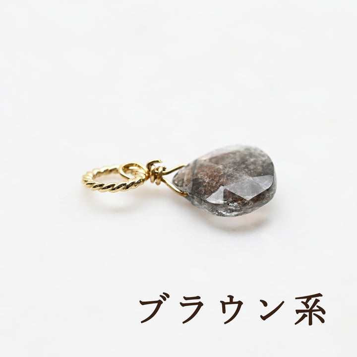 モスアクアマリン チャーム　K10イエローゴールド