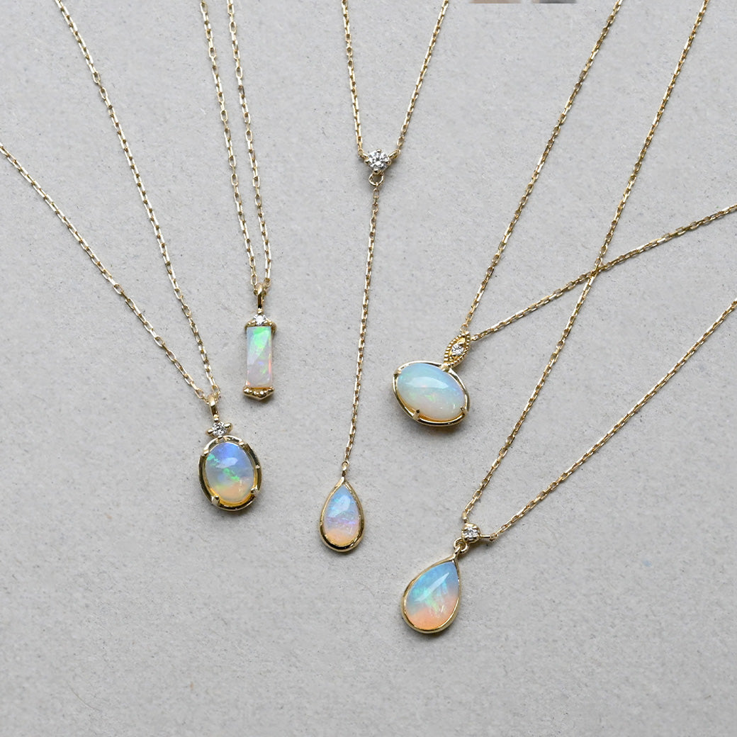 オパール×ダイヤモンド オーバル ネックレス【K10YG】｜Opaline