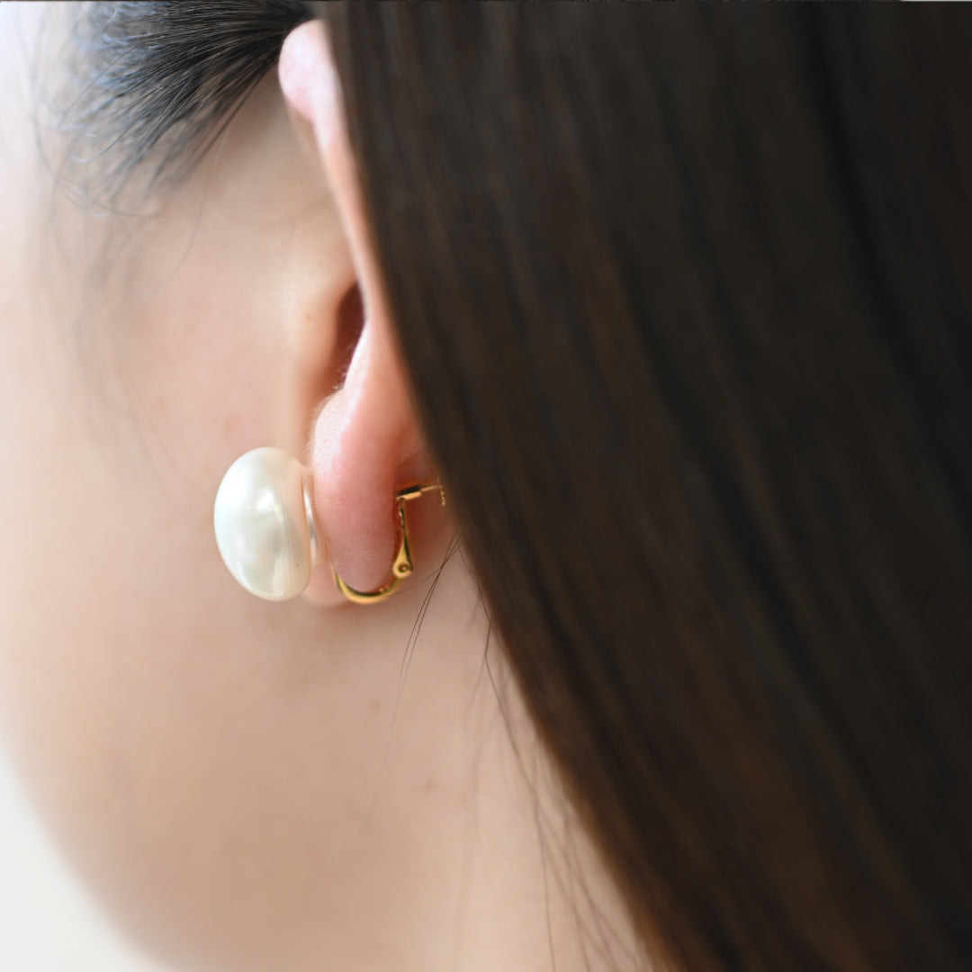 SOWI 淡水パールバロック型ピアス(両耳用) 2WAYピアス 淡水パール コイン バロック ピアス / アレルギー