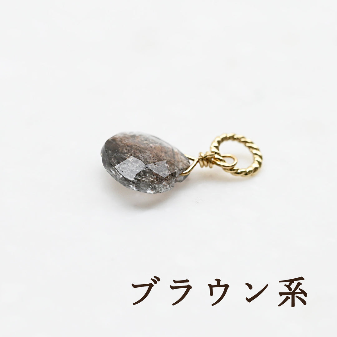 モスアクアマリン チャーム　K10イエローゴールド