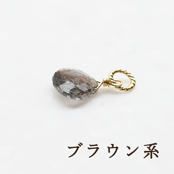 モスアクアマリン チャーム　K10イエローゴールド