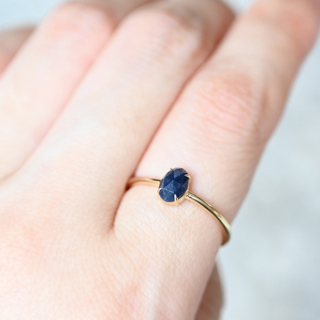 【各種クーポン・ポイントのご利用不可】ファンシーカット 9月 サファイアリング【K10YG】