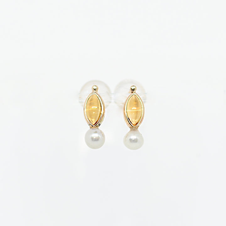 天然石＆パールピアス【K10YG】25ss