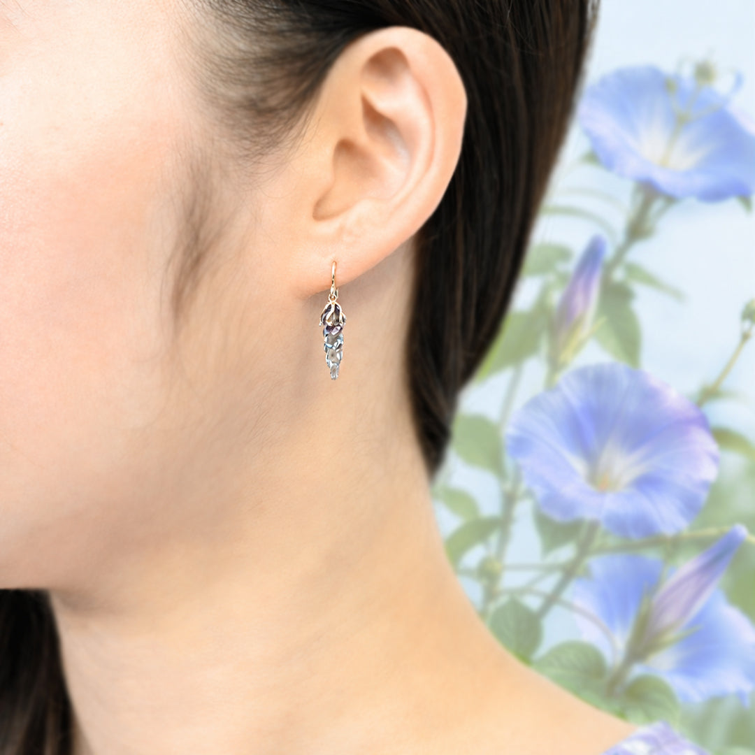 朝顔 フローライト ピアス K10イエローゴールド | 季節限定発売 – sowi