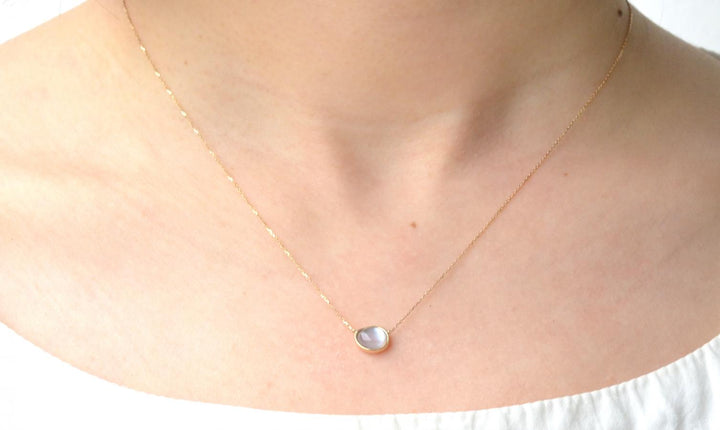 【各種クーポン・ポイントのご利用不可】ホログラム・クォーツ ×マザーオブパール×ブルーカルセドニー　ネックレス【K10YG】