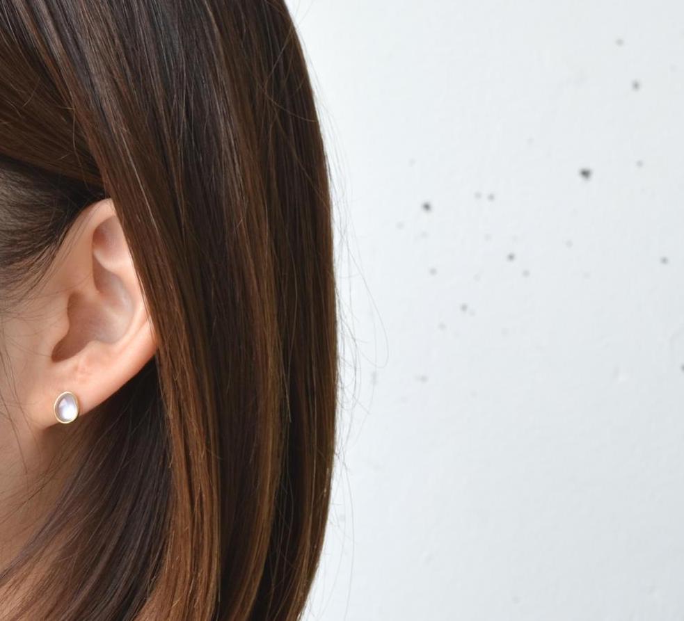 【各種クーポン・ポイントのご利用不可】ホログラム・クォーツ ×マザーオブパール×ブルーカルセドニー　ピアス【K10YG】