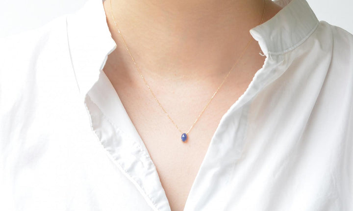 【各種クーポン・ポイントのご利用不可】ファンシーカット 9月 サファイアネックレス【K10YG】