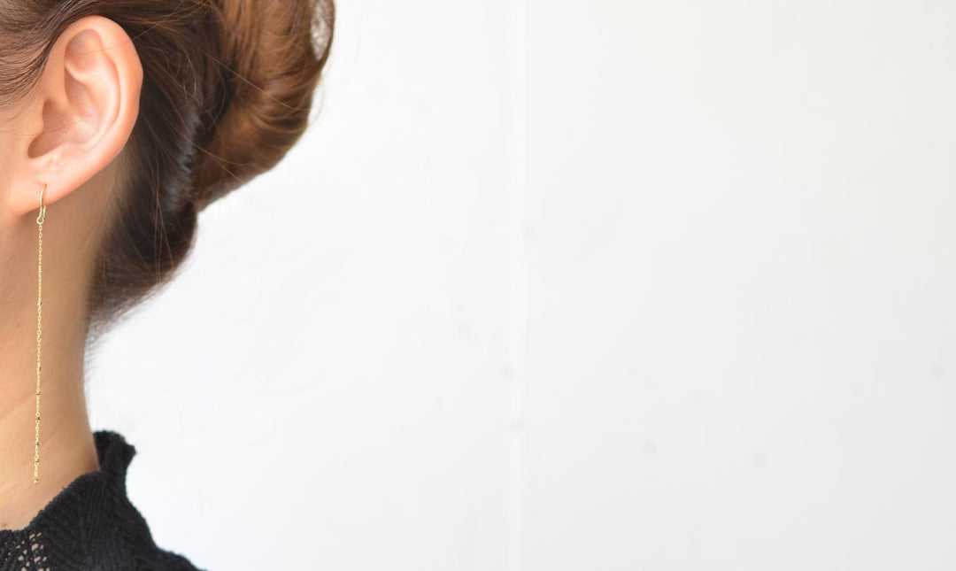 【各種クーポン・ポイントのご利用不可】シャイニー・フックピアス・ロングタイプB【K18YG】20W