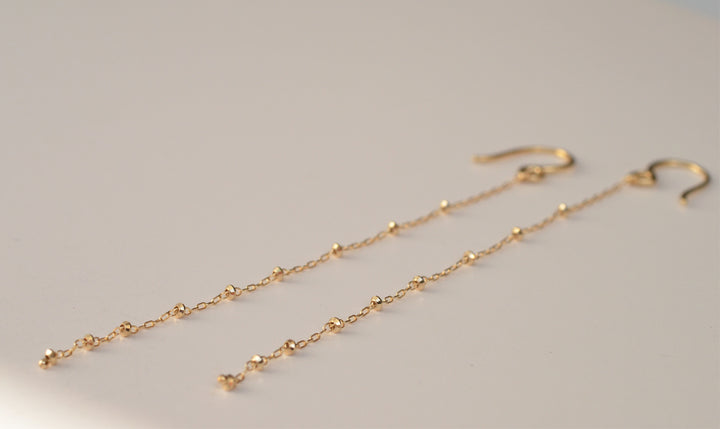 【各種クーポン・ポイントのご利用不可】シャイニー・フックピアス・ロングタイプB【K18YG】20W